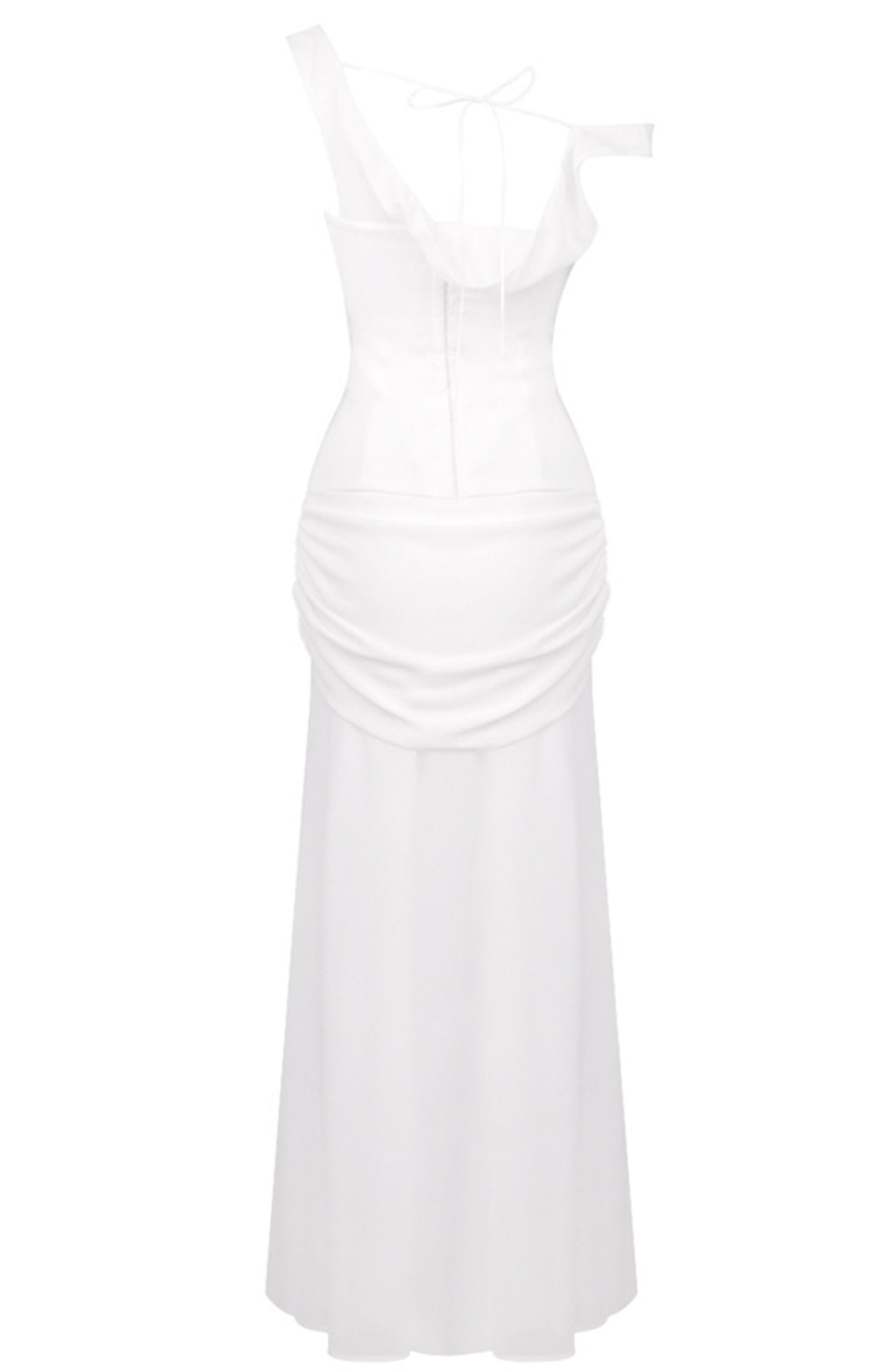 Ryron One Shoulder Corset Draped Maxi Dress In White