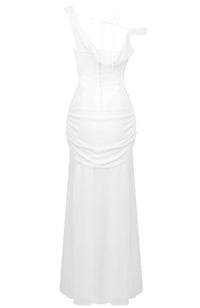 Ryron One Shoulder Corset Draped Maxi Dress In White