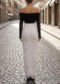 Bradwin Long Sleeve Draped Bardot Maxi Dress