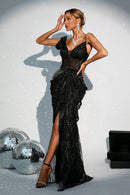 Texelle Lace Maxi Dress In Black