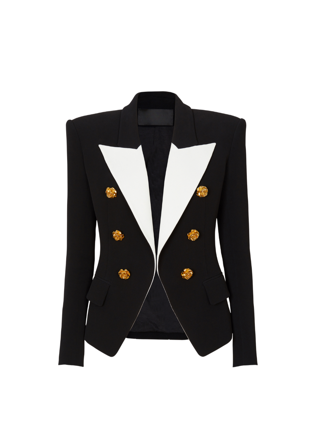 Dionte Slim-Fit Jacket With Roses Buttons In Black