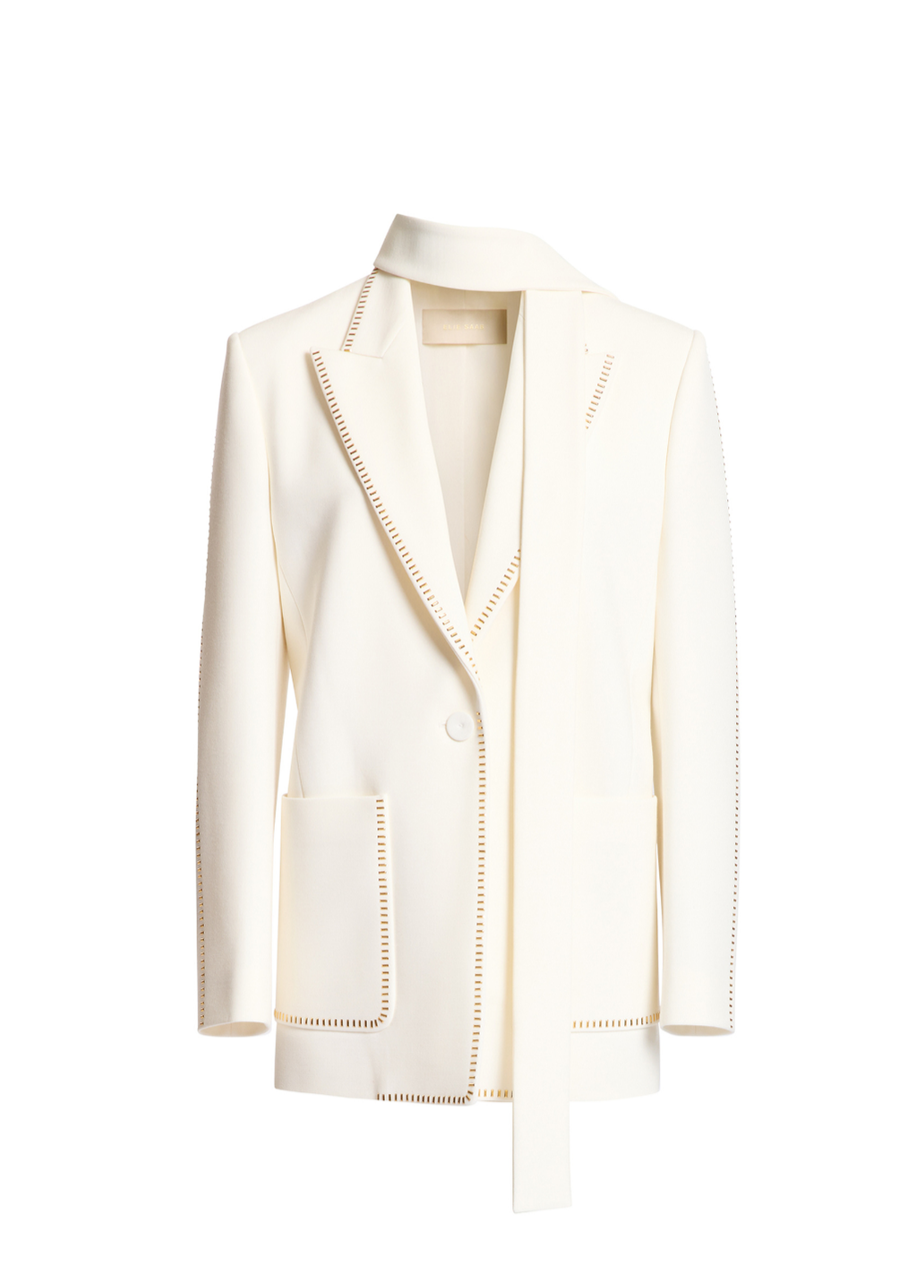 Renwick Scarf-Detailed Wool Crepe Blazer In Off-White