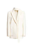 Renwick Scarf-Detailed Wool Crepe Blazer In Off-White