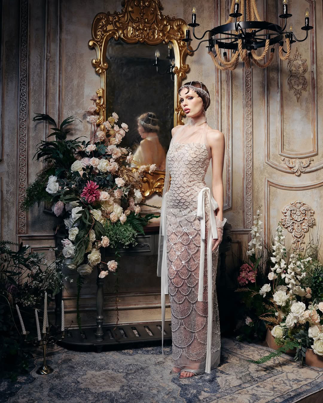 Falenor Sequin Mermaid Wedding Maxi Dress