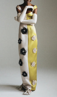 ARELY FLOWER MAXI BANDAGE DRESS-Fashionslee