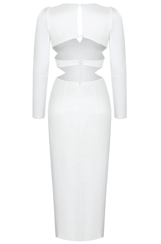 Elora Hollow Slim-Fit Dress In White