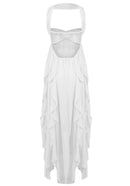 Noelia Strapless Ruffle Maxi Dress In White