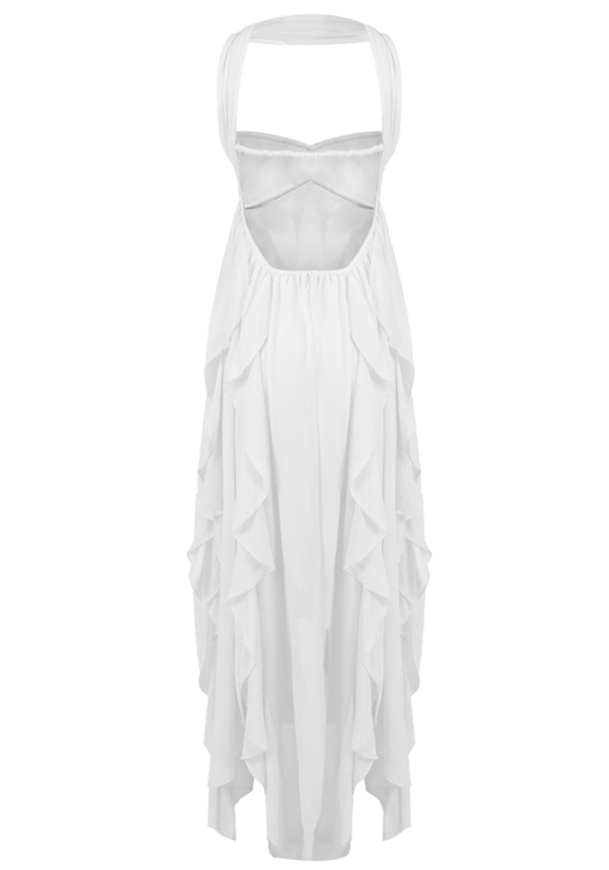 Noelia Strapless Ruffle Maxi Dress In White