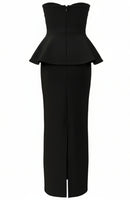 Incandor Strapless Crystal Embellished Corset Maxi Dress In Black