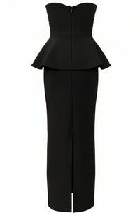 Incandor Strapless Crystal Embellished Corset Maxi Dress In Black