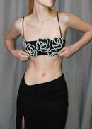 Orville Crystal Floral Two Piece Maxi Dress In Black