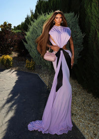 Dabney Bow Backless Maxi Dress In Lavender