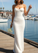 Fareed Strapless Lace Corset Two Piece Maxi Dress In White