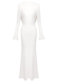 Fares Long Sleeve Backless Maxi Dress In White