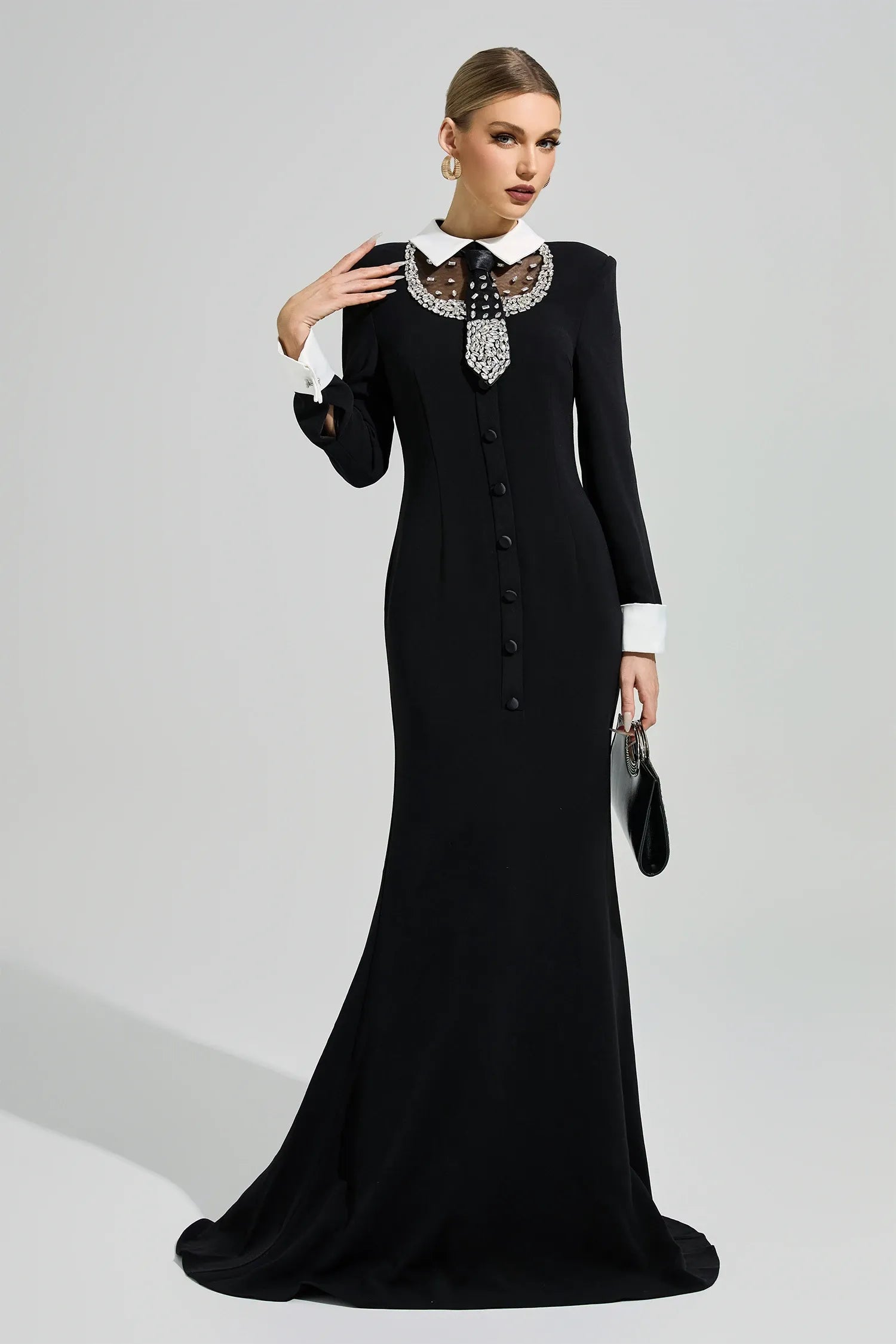 Orvandel Tie Crystal Embellished Maxi Dress