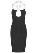 Xyrion Halter Strappy Midi Dress In Black