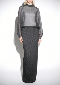 Raelira Long Sleeve Polka Dot Maxi Dress In Black