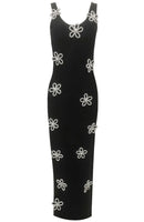 Ainmuire Crystal Floral Detail Maxi Dress In Black