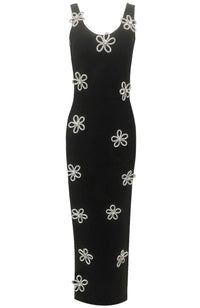 Ainmuire Crystal Floral Detail Maxi Dress In Black
