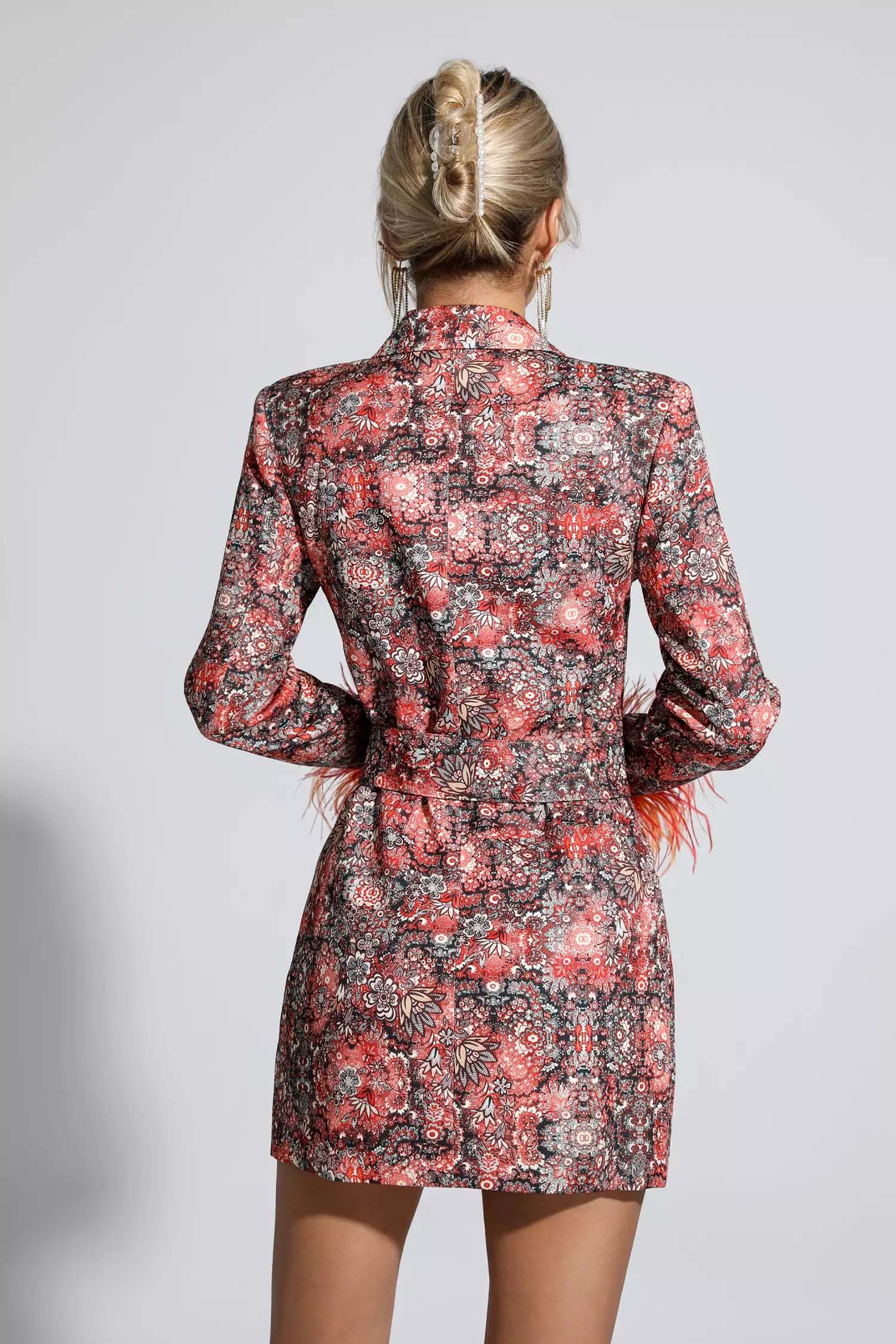 Citrine Long Sleeve Floral Blazer Dress