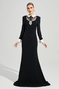 Orvandel Tie Crystal Embellished Maxi Dress