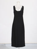 Safa Flower Crystal Embellished Midi Bandage Dress