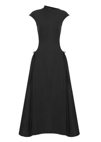 Quintus Sleeveless Irregular Hem Maxi Dress In Black
