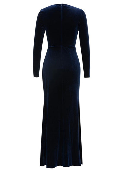 Chase Cutout Velvet Bodycon Maxi Dress In Dark Blue