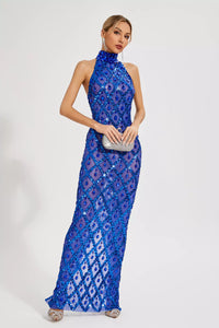 Cate Blue Diamond Maxi Dress