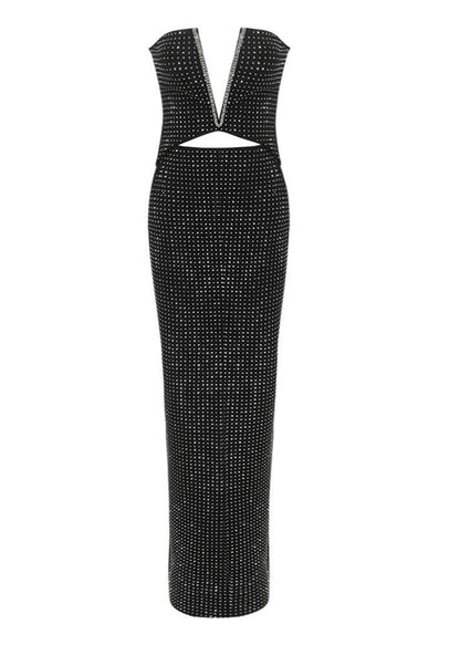 Albie Jersey Rhinestone Maxi Dress In Black