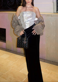 Velthris Strapless Sequin Velvet Maxi Dress