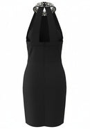 Drosyne Halter Embellished Mini Dress In Black