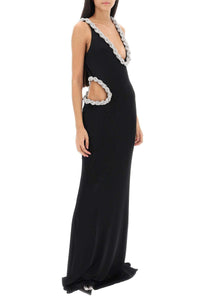 Sheyla Crystal Braided Rope Cutout Maxi Dress In Black