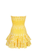 Larry Strapless Ruffle Mini Dress In Yellow