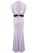 Dabney Bow Backless Maxi Dress In Lavender