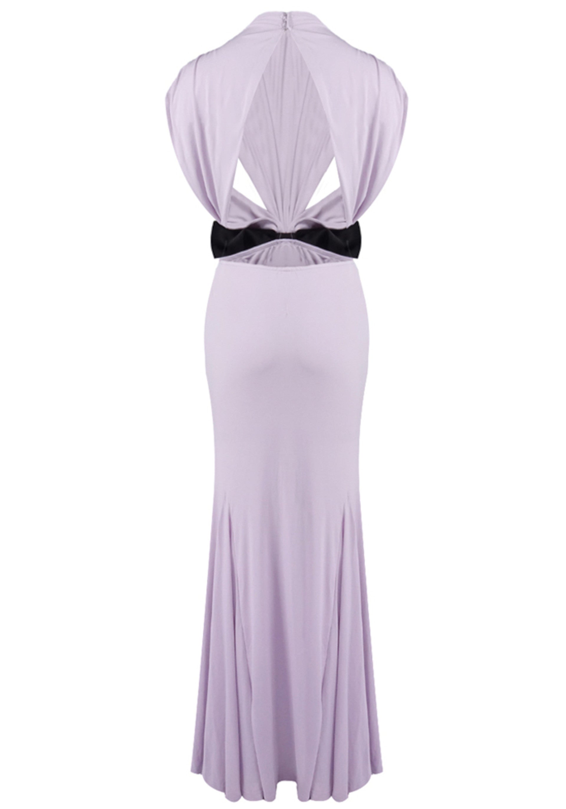 Dabney Bow Backless Maxi Dress In Lavender