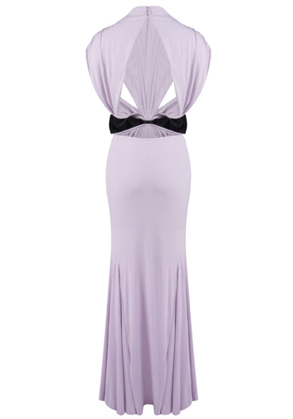 Dabney Bow Backless Maxi Dress In Lavender