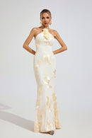 Ritera Raw White Strapless Maxi Dress