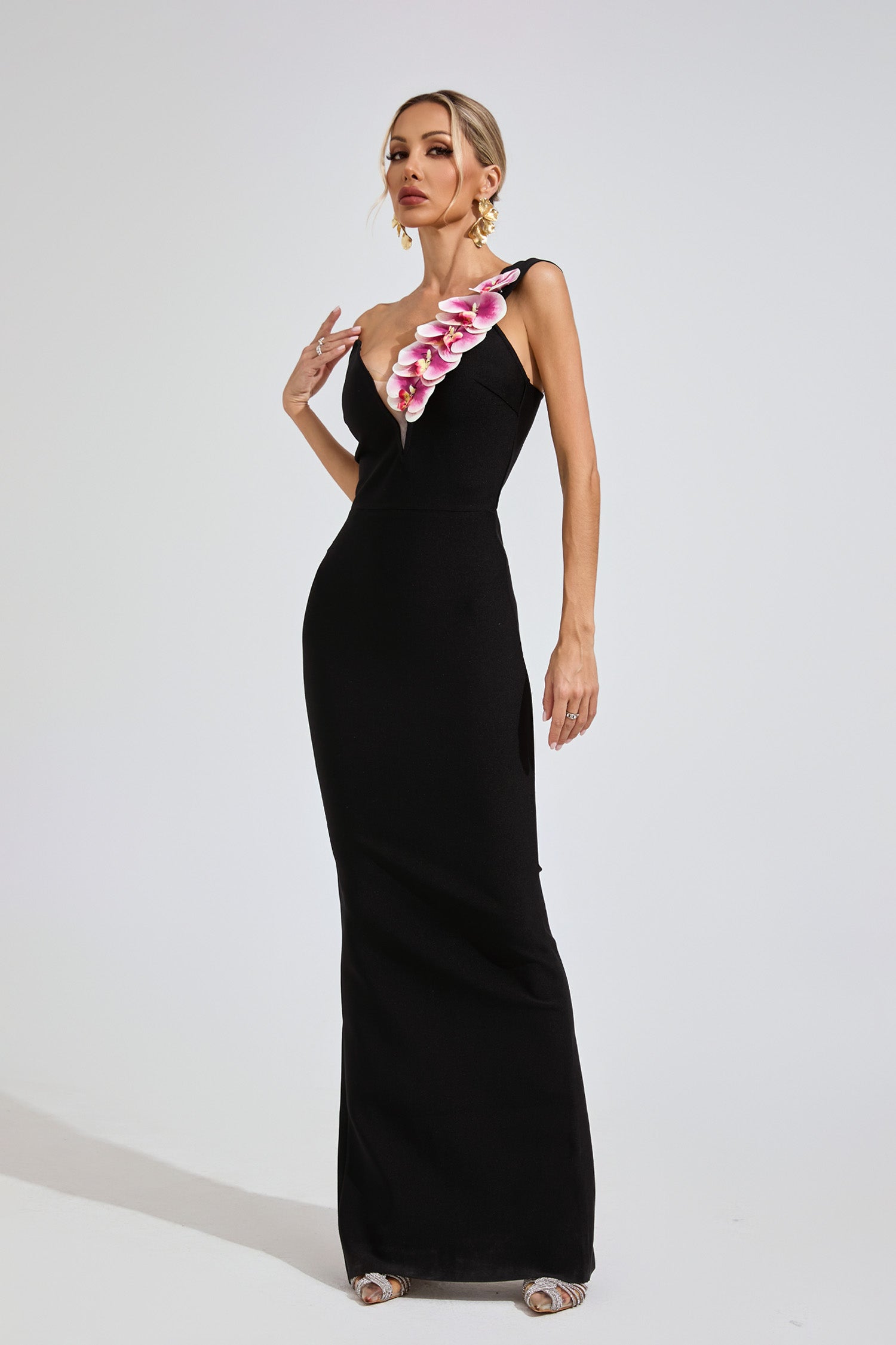 Makula Shoulder Bandage Maxi Dress In Black