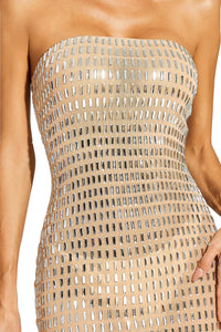 Kawhi Diamond Mini Dress In Champagne