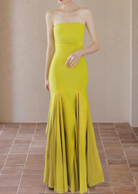 Renley Strapless A Line Maxi Dress In Lime