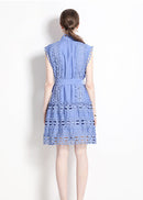 Emeline Blue Cutout Belted Mini Dress
