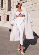 Akifumi Long Sleeve Bardot Two Piece Maxi Dress In White