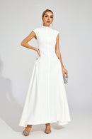 Quintus Sleeveless Irregular Hem Maxi Dress In White
