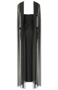 Implexa Strapless Crystal Peplum Maxi Dress In Black