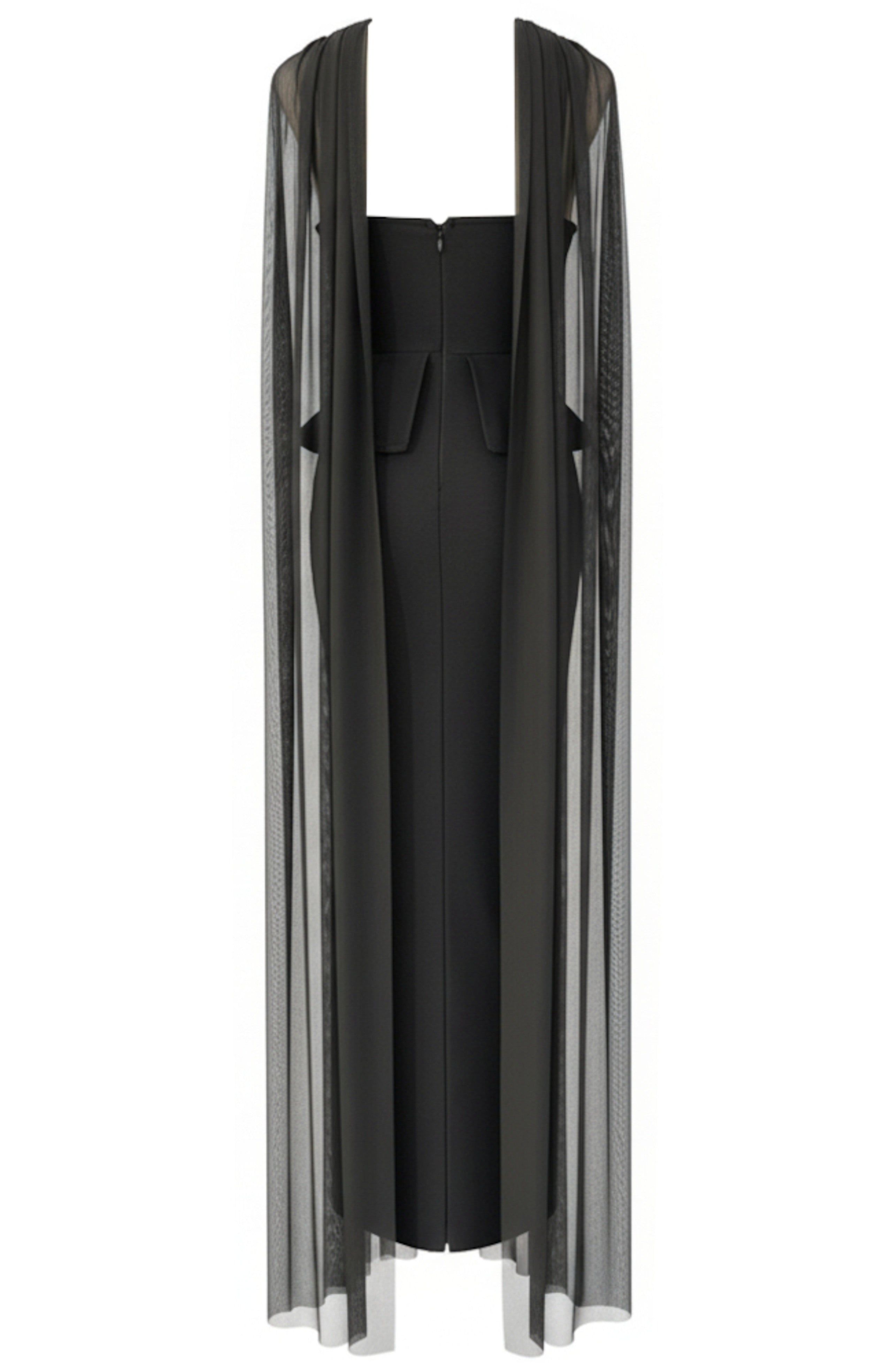 Implexa Strapless Crystal Peplum Maxi Dress In Black