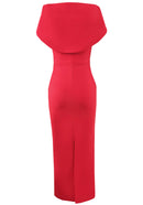 Acer Cape Detail Maxi Dress In Red