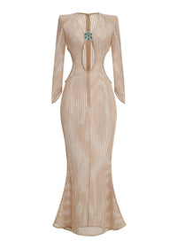 Bayram Open Crochet Knitted Maxi Dress