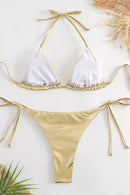 Miley Halter Bikini In Gold