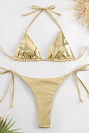 Miley Halter Bikini In Gold